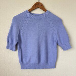 French Connection Sweater Womens XS Perwinkle Blue Short Sleeve Knit Cotton